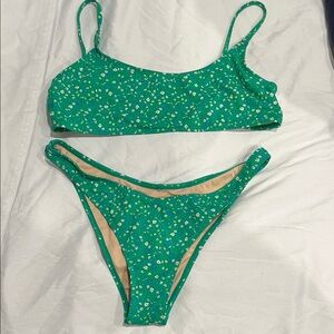 Green Floral Bikini Set